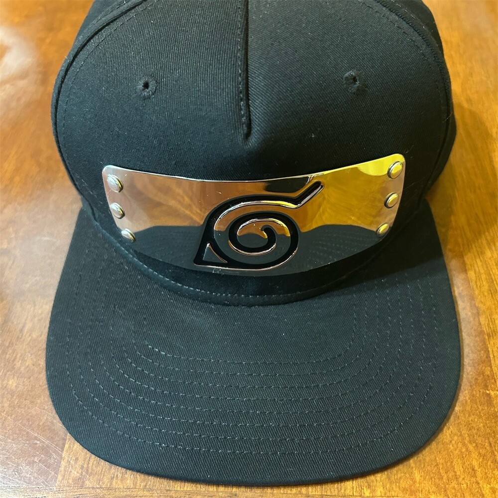 Naruto Shippuden Konoha Hidden Leaf Snapback Hat Black One Size Metal